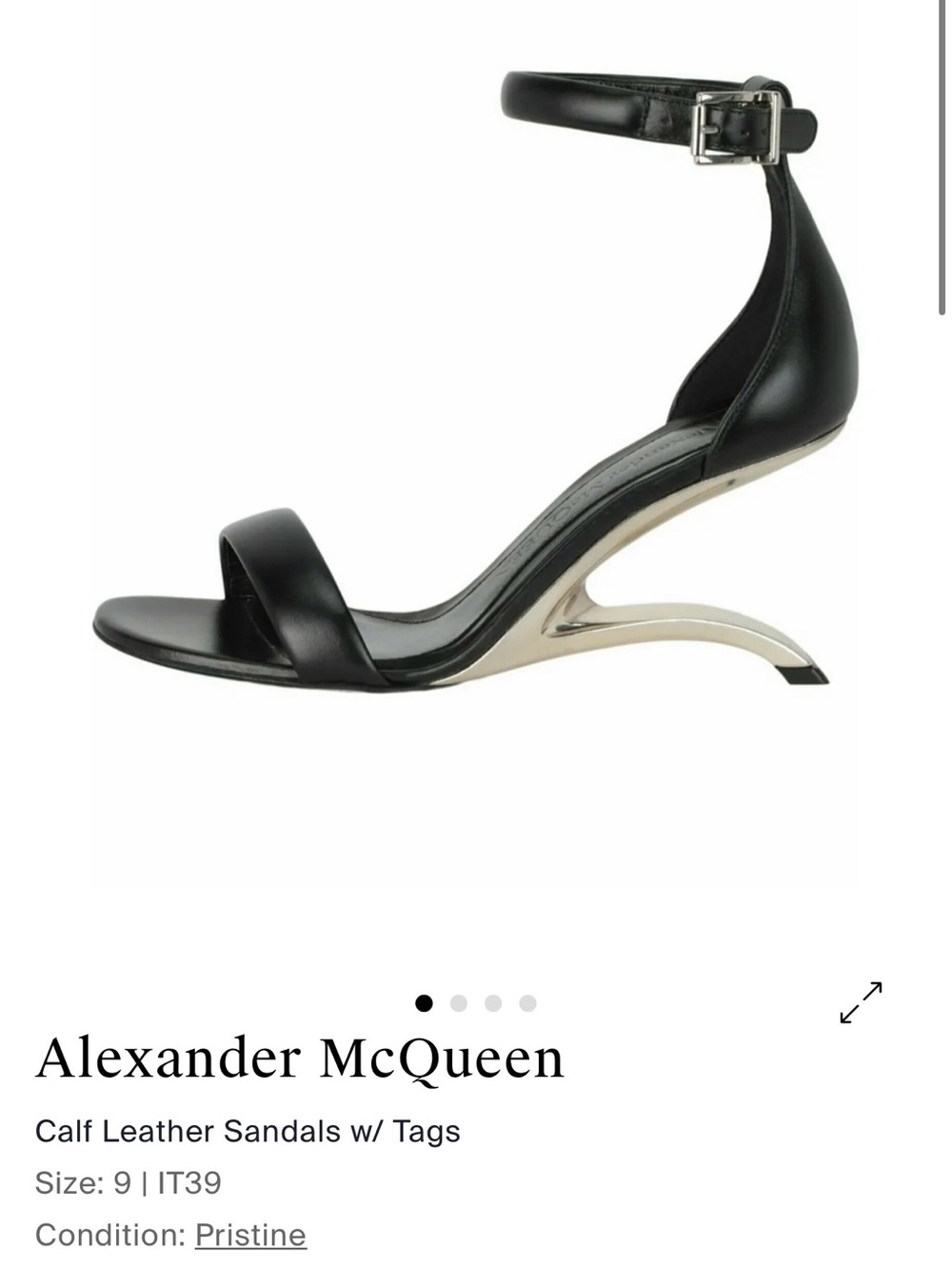 Alexander McQueen Black Leather Sculptural-Heel Ankle-Strap Sandals